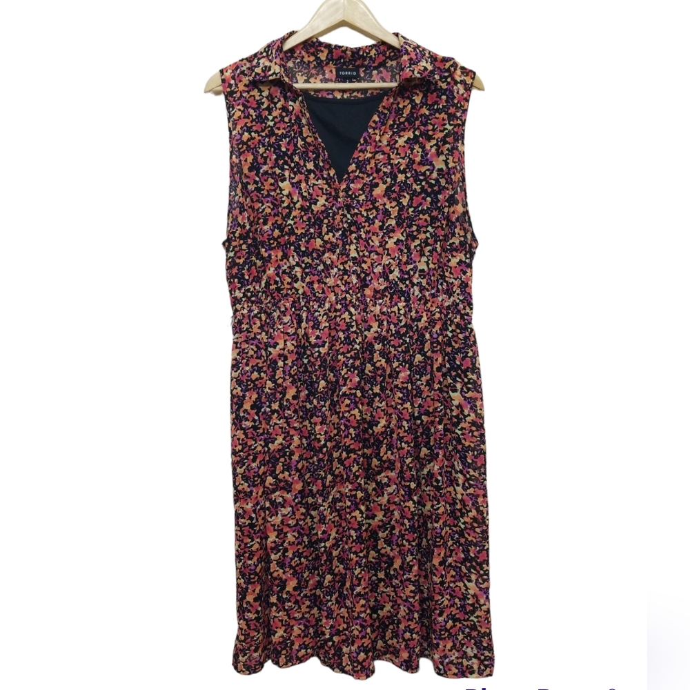 Torrid Floral Collared Sleeveless Dress Size 2